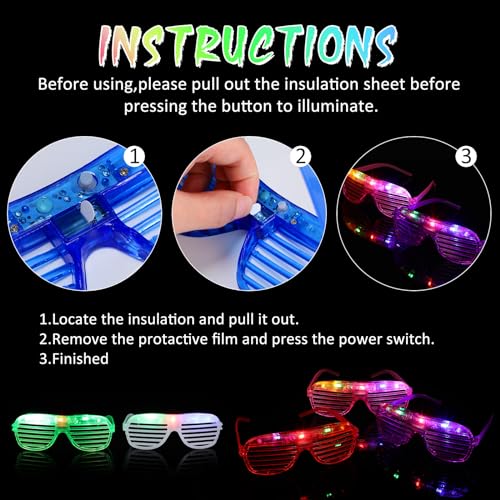 Honoson Halloween 120 LED Glasses Light up Glasses Glow in The Dark Party Supplies Neon Flashing Glow for Halloween(Multicolor) by Honoson - Image 3