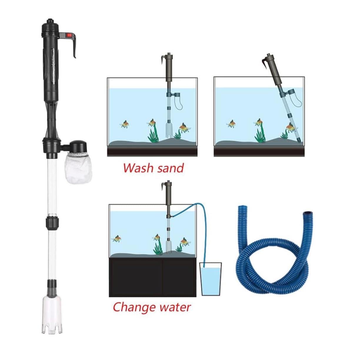 RuiJOTWAT Electric Aquarium Fish Tank Sand Gravel Cleaner Water Changer Tube Syphon Filter Pump Vacuum - Image 3
