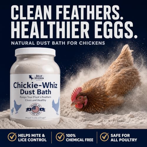 Image of 5.5lb Chickie-Whiz Chicken Dust Bath - Made in USA - All Natural Volcanic Ash Dust Bath for Chickens - Healthier Eggs & Feathers - Chicken Coop Accessories for Farms by Billy Buckskin Co. (Pack of 2)