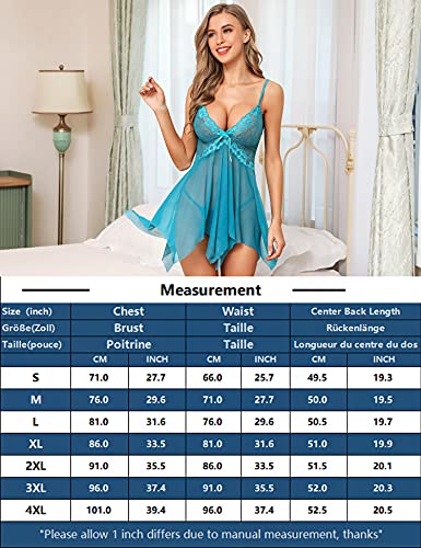 BESDEL Sexy kanten lingerie voor vrouwen, V-hals, doorzichtig, asymmetrisch, babydoll met string - Image 6