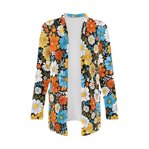 Image of Womens Open Fron Cardigan Sweaters Long Sleeve Oversized Casual Tops Loose Lightweight Daily Coats with Pockets