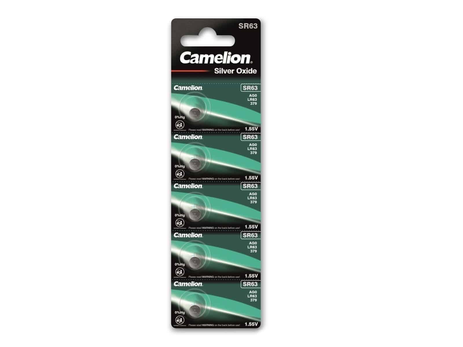 Camelion Silberoxid-Knopfzelle SR63 / SG0, 1,55 V – 5 Stück