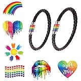 # LOVEWINS - Sie erhalten 2 Stück Armbänder und 6 Stück temporäre Tattoos, die Sie mit Ihrem Partner / Freund teilen können. Dieses Set ist perfekt für alle, die so ihren Stolz zeigen möchten, ohne dass etwas zu auffällig ist. Der Juni ist offiziell der Stolzmonat, es ist Zeit, deinen Regenbogen aufzusetzen.