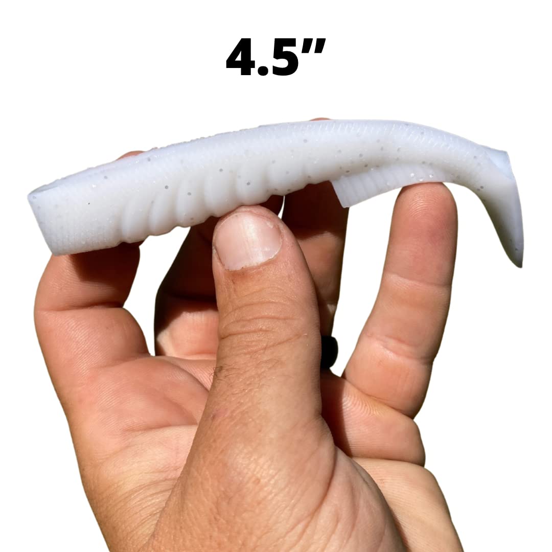 EliasVFishing 4.5 Inch Paddletail Shad Soft Plastic Lure - For Bass, Redfish, Trout