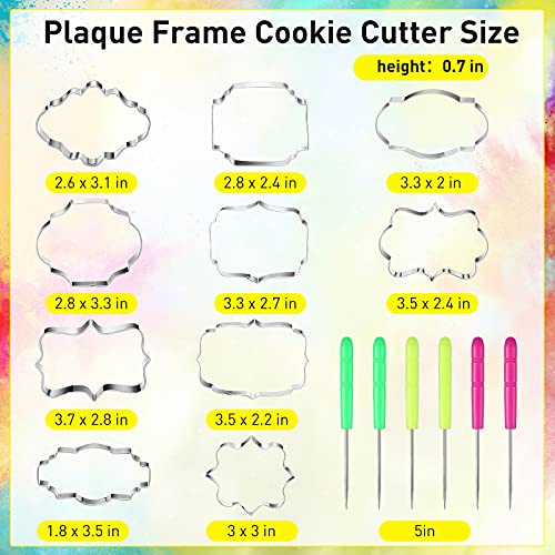 10 Pieces Plaque Frame Cookie Cutter Stainless Steel Biscuit Cutter Fondant Cake Decorating Tools And 6 Pieces Sugar Stirring Pins For Kitchen Baking #TOP1