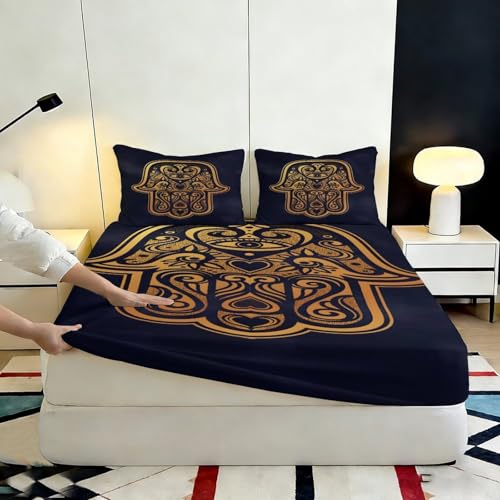 Housse de matelas 3D dorée 90x200x25 couverture lit microfibre - 7