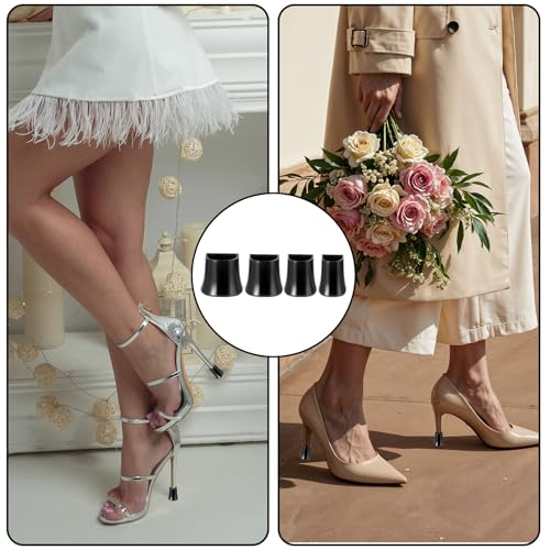 Image of cobee 8 Pairs High Heel Protectors, 4 Sizes Heel Caps for High Heels, Heel Repair Cover Heel Stoppers Perfect for Grass Wedding Gravel Wetlands Outdoor Events(Black)
