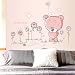 Wallpark Lindo Rosa Oso Romántico Flor Desmontable Pegatinas de Pared Etiqueta de la Pared, Bebé Niños Hogar Infantiles Dormitorio Vivero DIY Decorativas Adhesivo Arte Murales