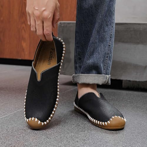 Image of Men's Genuine Leather Loafer Shoes Slip On Soft Walking Driving Shoes