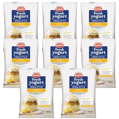 EasiYo Joghurt nach griechischer Art mit Zitronengeschmack, 8 Beutel | Jeder Beutel ergibt 1 kg Joghurt