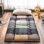Japanese Futon Mattress - Foldable Floor Bed with Non-Slip Quilted Design | Portable Roll-Up Tatami Mat for Bedroom, Living Room, Camping(AA,Single(90x200cm))