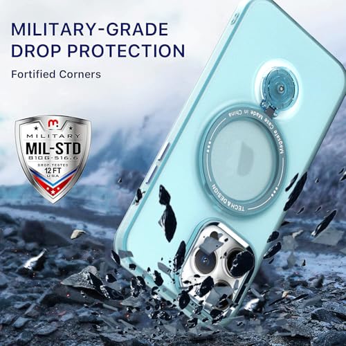 Coque iPhone 17 Pro bleu silicone rigide et support magnétique - 4