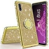Miagon Hülle Glitzer für Samsung Galaxy A30S,Glänzend Mädchen Frauen Weich Silikon Handyhülle mit Strass Diamant 360 Grad Ständer Schutzhülle Etui Cover