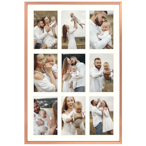 Golden State Art 13.6x19.7 Collage Frame for 9 4x6 Photos Rose Gold 1 Pack