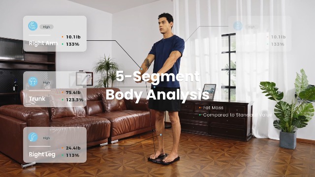 Image of Body Pod Scale, Smart Scale with BMI Body Fat Muscle Mass, 8-Electrode High Precision Digital Bathroom Composition Analyzer with 12.2 inch Large Platform and 4.8 inch Display