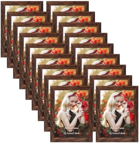 EYMPEU Bilderrahmen 13x18 CM 18er-Set, MDF Bilderrahmen für Wand und Tisch, geeignet für den Einsatz in Büros und Wohnungen, Dunkelbraun