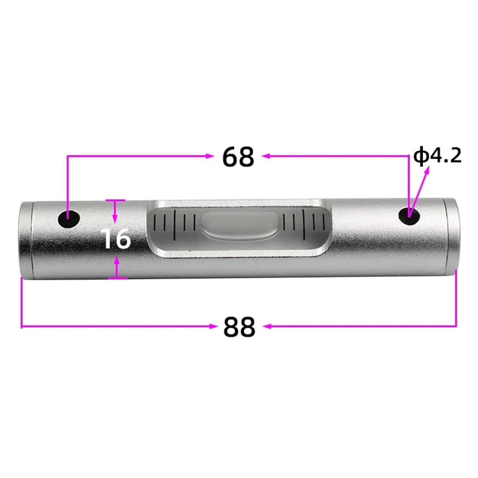 1 pz Ad Alta Sensibilità 0.3mm Nivel Burbuja Barra Cilindrica in Metallo Livella a Bolla Inclinometro Portatile Testa Rotonda Dia 16mm L 88mm | 1pcs High Sensitivity 0.3mm Nivel Burbuja Metal Cylindrical Bar Bubble Level Portable Inclinometer R