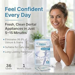 Retainer Fresh Retainer Cleaner Tablets - Retainer Cleaning, Mouthguard Cleaner, Denture Cleaning, Aligner Cleaner, Brite Retainer Tablets - 36 Tablets 1 Month