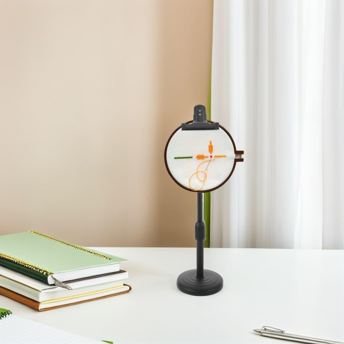 AUTSUPPL Soporte de Bordado Ajustable de Mesa para Aro y Bastidor Negro