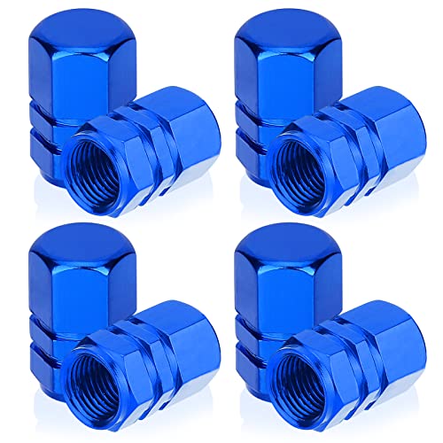 Prousky Lot de 8 bouchons de valve de pneu en alliage d'aluminium avec poignée hexagonale pour voiture, moto, bleu Cover