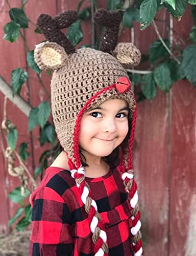 Santa Hat Knitted Christmas Hats Elk Horn Winter Crochet Xmas Hat for Kids Adults3