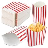 100 Pack 4oz French Fry Box Small French Fry Containers Black and White Stripes French Fry Holder Disposable Popcorn Cups Paper Takeout Boxes for Black and White Party (Red, 100 pack)