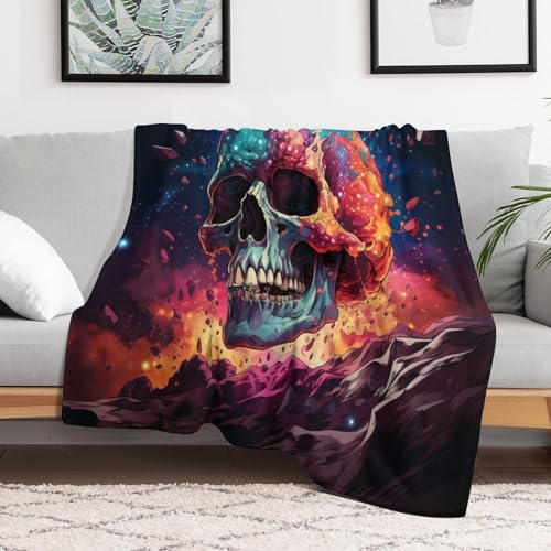 Couverture skull en flannel 3D pour canapé lit 100x130cm - 3