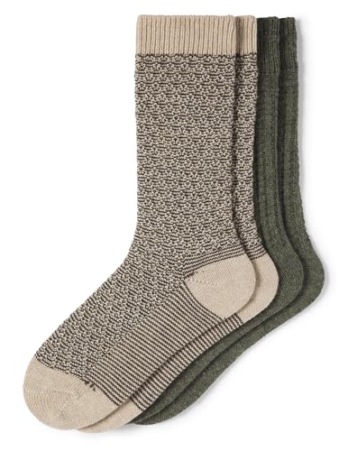 HUE Women's Merino Wool Blend Crew Boot Breathable Natural Temperature Regulating Moisture Wicking Athletic Socks 2 Pair Pack