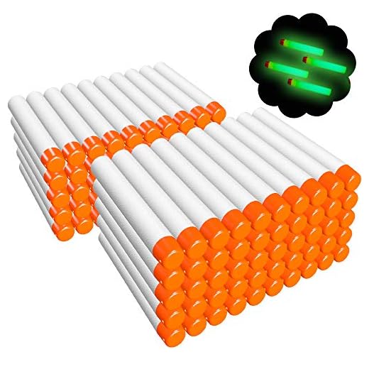 AMOSTING 100PCS Refill Darts for Nerf N Strike Elite 2.0 Series Glow in The Dark Bullets Pack – Compatible with All Elite Blasters White