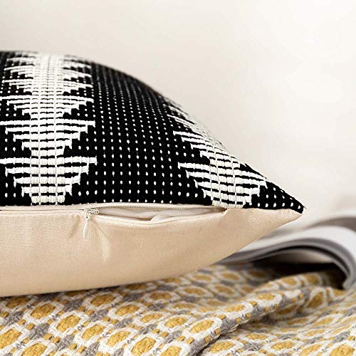 Sungea Farmhouse Black And White Geometric Throw Pillow Cover, 18 X 18 Decorative Pillowcase Small Tree Pattern Woven Cushion Cover Square Weave Cotton Pillow Sham For Sofa Couch Living Room #TOP4