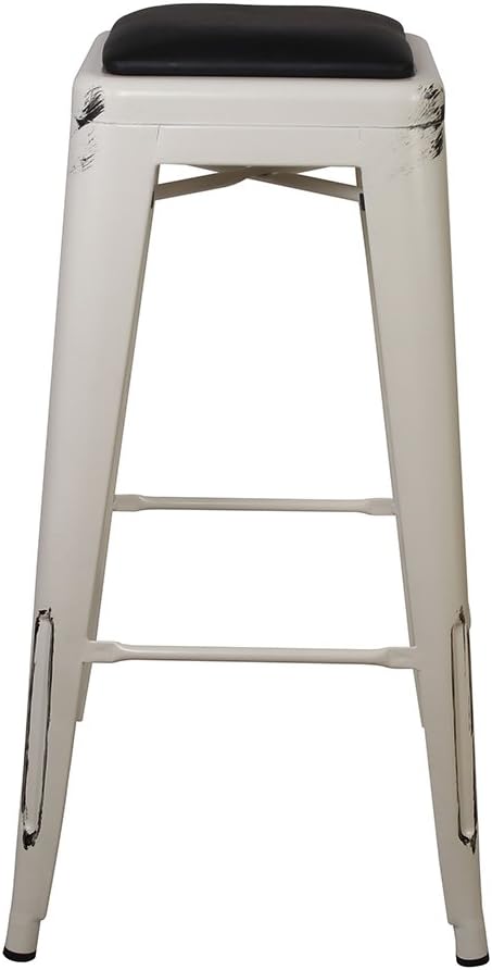 GIA 30-Inch Backless Bar Height Stool, 4-Pack, Antique Red/Black Faux Leather Seat