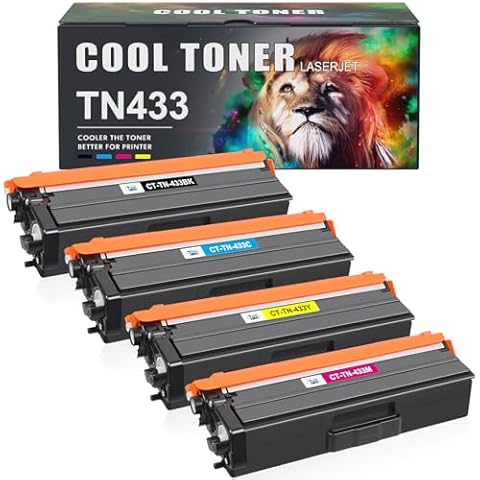 Cool Toner Compatible TN433 Toner Cartridge Replacement for Brother TN433 TN-433 MFC-L8900Cdw for Brother HL-L8360Cdw HL-L8260Cdw MFC-L8610Cdw HL-L8360Cdwt Printer (Black Cyan Magenta Yellow, 4 Pack) Cover