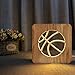 YH Tema del basket 3D Lampada in legno LED Night Light Decorazione della stanza di casa Lampade da tavolo creative per regali