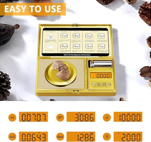 Image of Cason Milligram Pocket Scale, 50g /0.001g Portable Mini Weighing Machine - Best Gold Weighing Machine, Digital Pocket Weight Machine for Jewellery, Powder, Medicine with Tare & Calibration Weight(Gold)