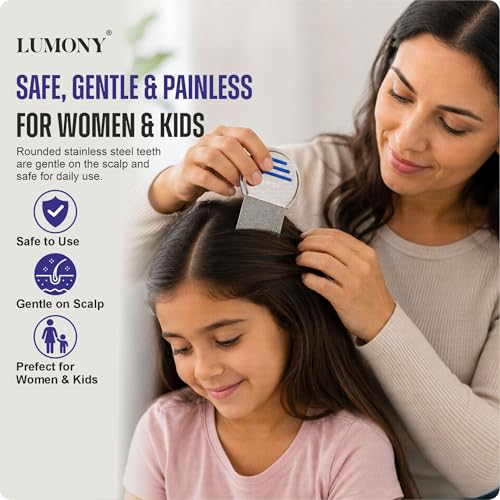 Image of LUMONY Lice Comb For Women And Kids Stainless Steel Lice Terminator Fine Egg Nit Lice Egg Removal Comb For Women and Men