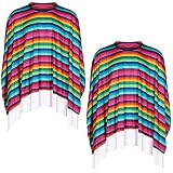 Yahenda 2 Pcs Cinco De Mayo Poncho Adult Women Men Cinco De Mayo Fiesta Serape Poncho Costume Accessory,53.15 x 53.15 Inches