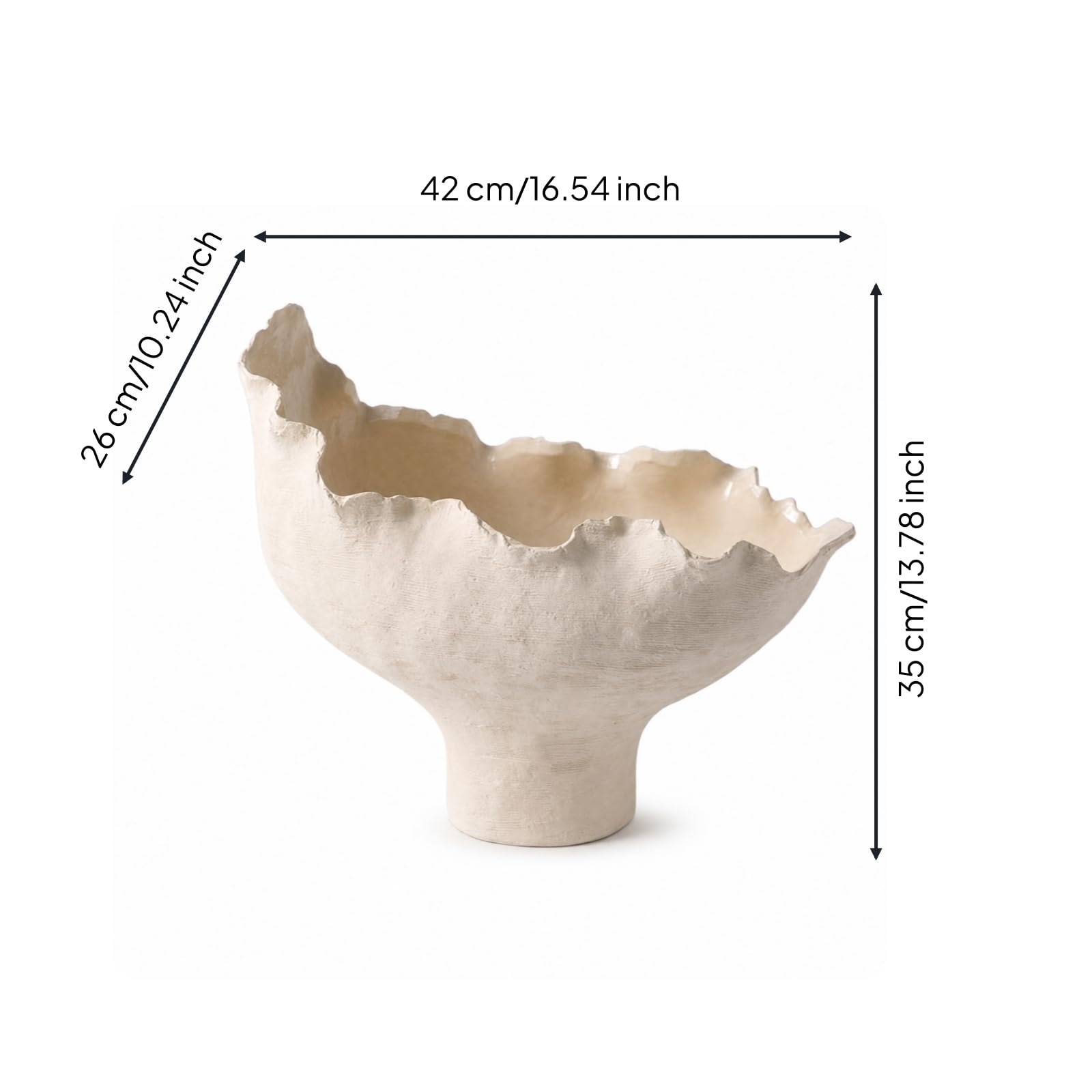 MagiDeal Jarrón de Cerámica Florero Escultural Vaso Decorativo Centro de Mesa Barro con Pátina Artesanal y Acabado Mate Que, Beige, C款 Beige Bajo 42 26 H35cm