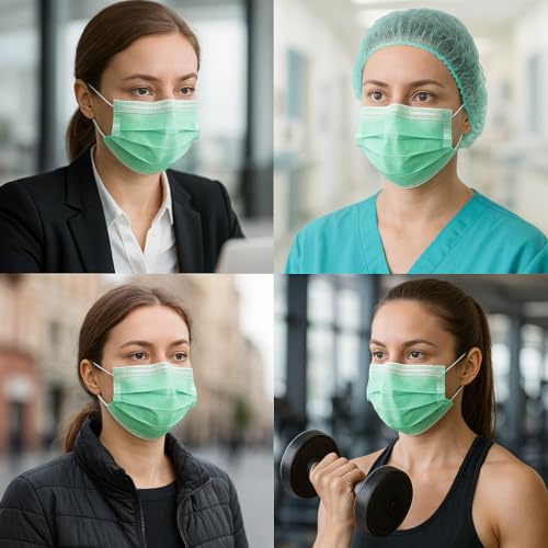 Image of 3-Ply Disposable Face Masks - Non-Woven, Breathable, Soft Ear Loops, Adjustable Nose Clip - Protective Mask for Daily Use, Travel, School, Office