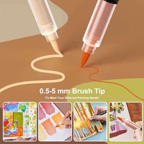 Sanyetral 36 Acrylic Paint Pens Brown Tones,Acrylic Paint Marker Set for Wood,Canvas,Rock Painting, Glass, Ceramic, Stone Surfaces, Metal, DIY Crafts Making - Image 3