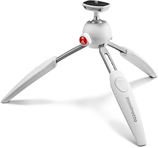 Manfrotto MTPIXIEVO-WH, PIXI EVO 2-Section Mini Tripod, Foldable, Compact Size, for Entry Level DSLRs, Compact System Cameras, Mirrorless, White