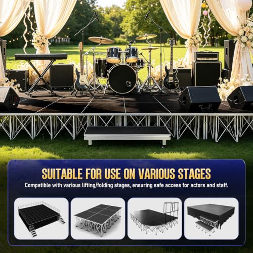Image of Adjustable 8.2 inch Folding Stage Step Stair, Portable Aluminum Platform Riser