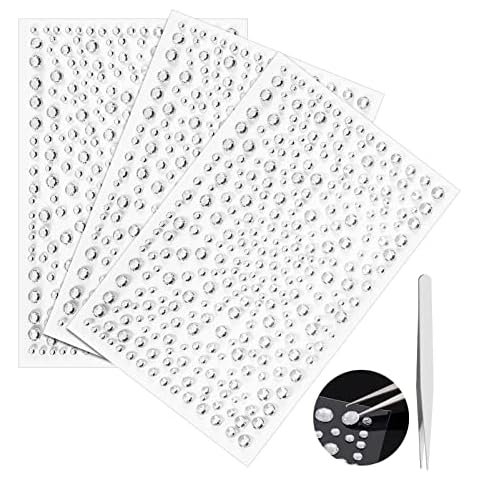 metagio Crystal Rhinestones Stickers,Self-Adhesive Diamond Jewels Sticker Rhinestones Crystal Gem Stickers with Tweezers for Nail Face Art Decorations Clothes Craft Girls Room Decorations Cover