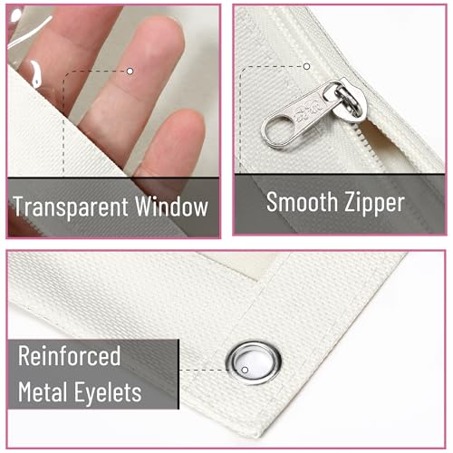 Image of Mr. Pen- Pencil Pouch for 3 Ring Binder, 2 Pack, 10 inchx6.75 inch, Smooth Zipper | Clear Window, Large Capacity Pencil Case with 3 Reinforced Grommets for School, Office, Supplies Storage | Clear Window, Large Capacity Pencil Case with 3 Reinforced Grommets for School, Office, Supplies Storage