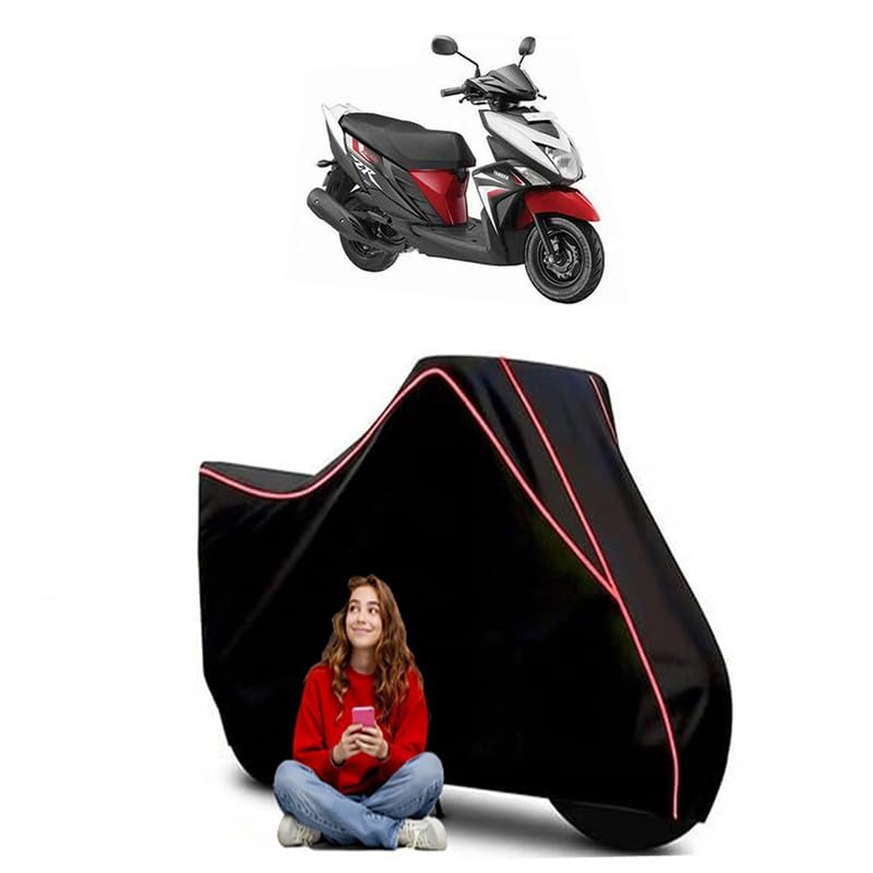 Image of ZR 110 Scooty Bike Cover Water Resistant Outdoor Use Universal Fit Scooters Motorcycles Heavy Duty UV Protection Dust Rain Scratch Resistant Elastic Bottom Black Blue Piping