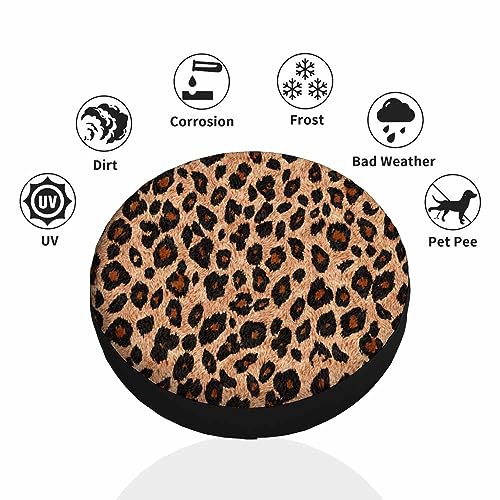 Image of Leopard Spare Tire Cover Cheetah Texture Wild Animal Fur Pattern Weatherproof Universal Wheel Protectors Camper Tire Covers for Trailer Rv Travel(17 inch)