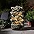 KAISOKU Solar Water Fountain Outdoor Garden, 24" H Cascading Stone Design 5 Tier Rock Feature Outdoor Fountains Waterfalls with Light, Pump Solar Panel for Patio, Deck, Porch, Backyard Home Décor