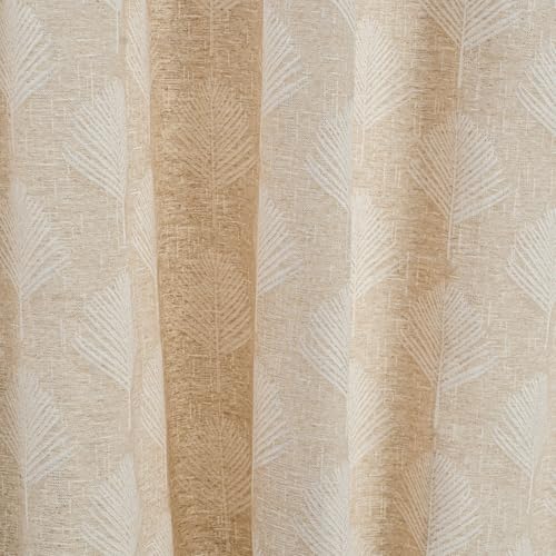 Image of haus & kinder Printed Jacquard Door Curtain 7 Feet Long Pack of 1 Door Curtain, 7 Feet Curtain for Door (Palm Charm, Caramel Nature Design 130x213 CM)