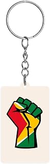 Guyana Flag Raised Fist Acrylic Keychain Personalized Key Chain | Lightweight,Durable Key Ring Pendant,Key Tags Bag Charm Gifts
