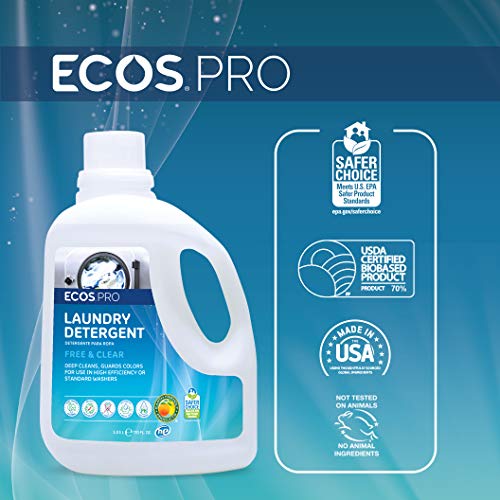 Ecos Pro Liquid Laundry Detergent 2 Ct, Free & Clear, Concentrated & Ideal For Commercial & Industrial Use, Unscented, Pl9371/02, 170 Fl Oz (Pack Of 2) #TOP1