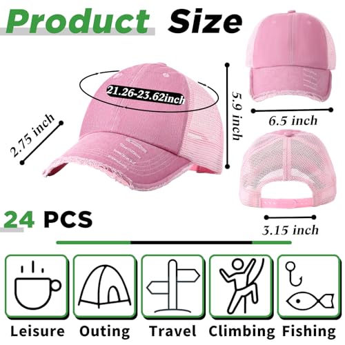 Image of Suhine 24 Pcs Blank Trucker Hat Bulk Unisex Mesh Baseball Cap for Sublimation Embroidery Vintage Adjustable Hat for Men Women